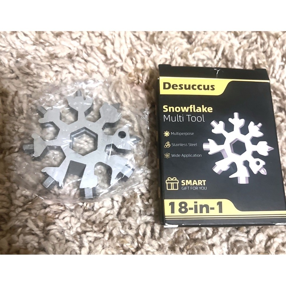 Desuccus 18-in-1 Portable Snowflake Multi Tool Stainless Steel‎ W/Keychain
